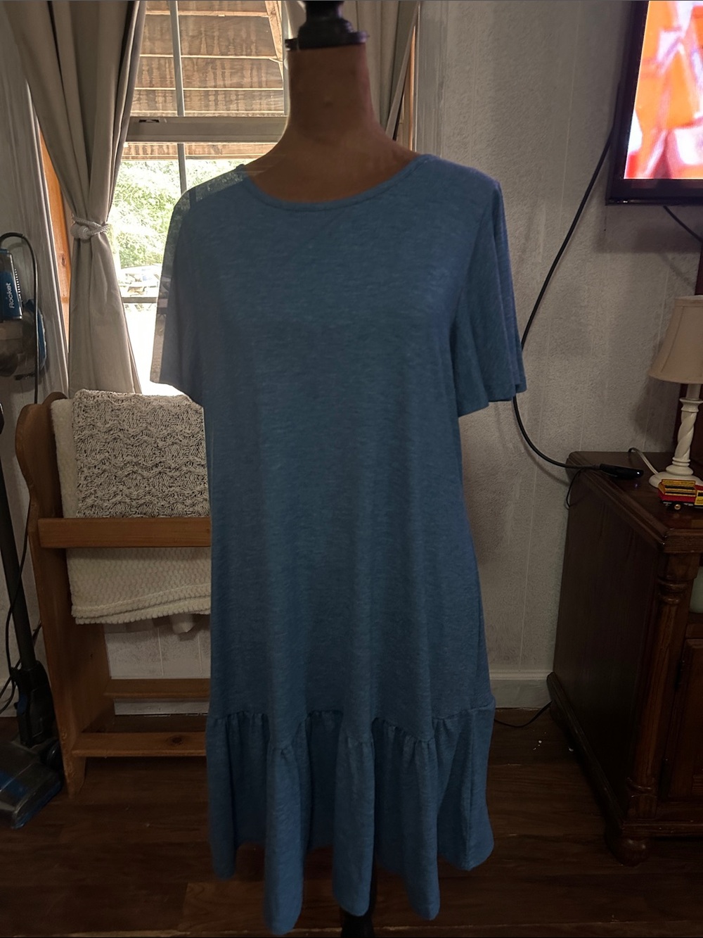 SHEIN Blue Ruffle Hem T-Shirt Dress Size Medium US 6
